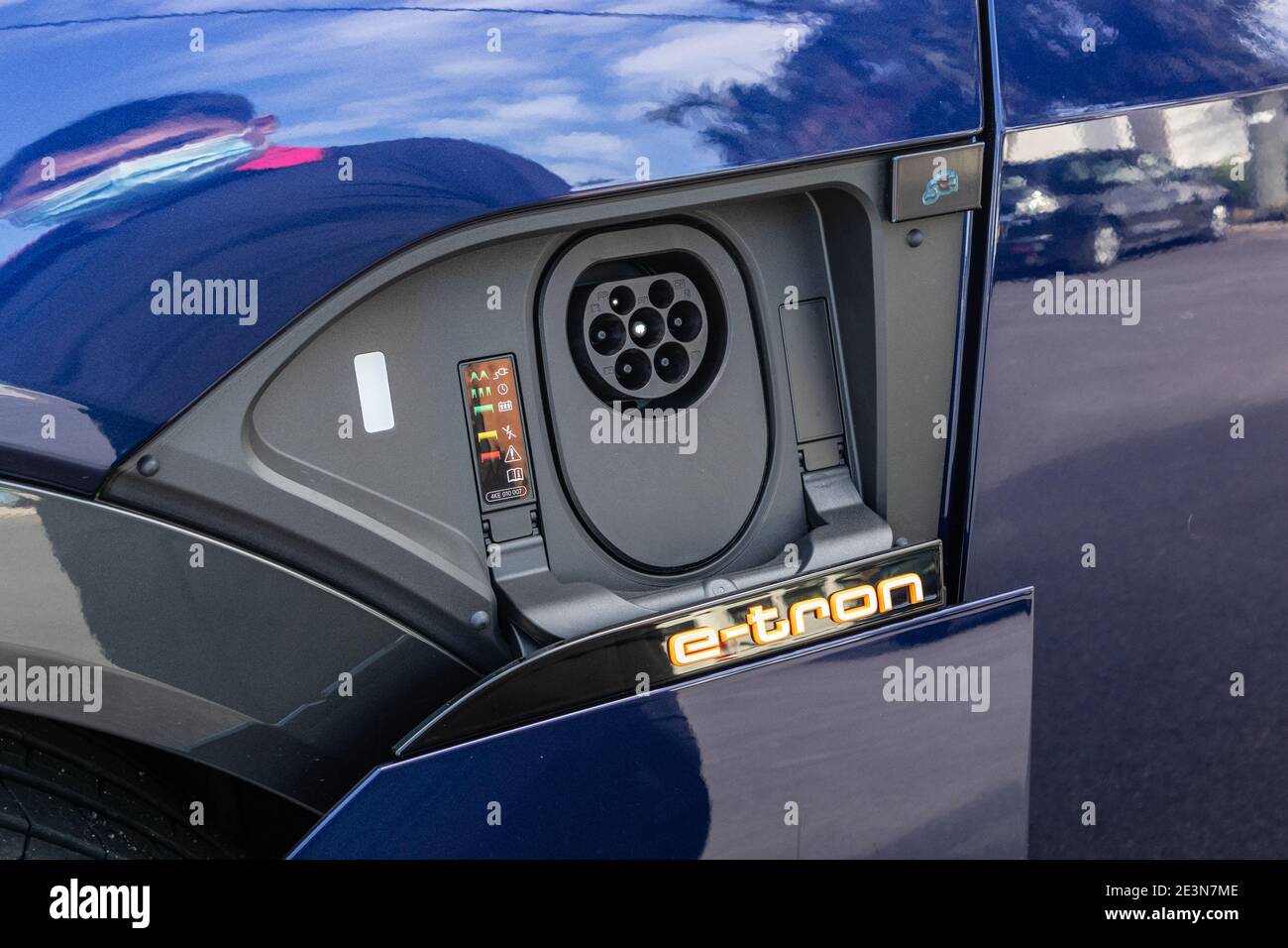 Hong Kong, China Nov 18, 2020 : Audi e-tron Sportback 2020 Charge Socket Nov 18 2020 in Hong Kong. Stock Photo