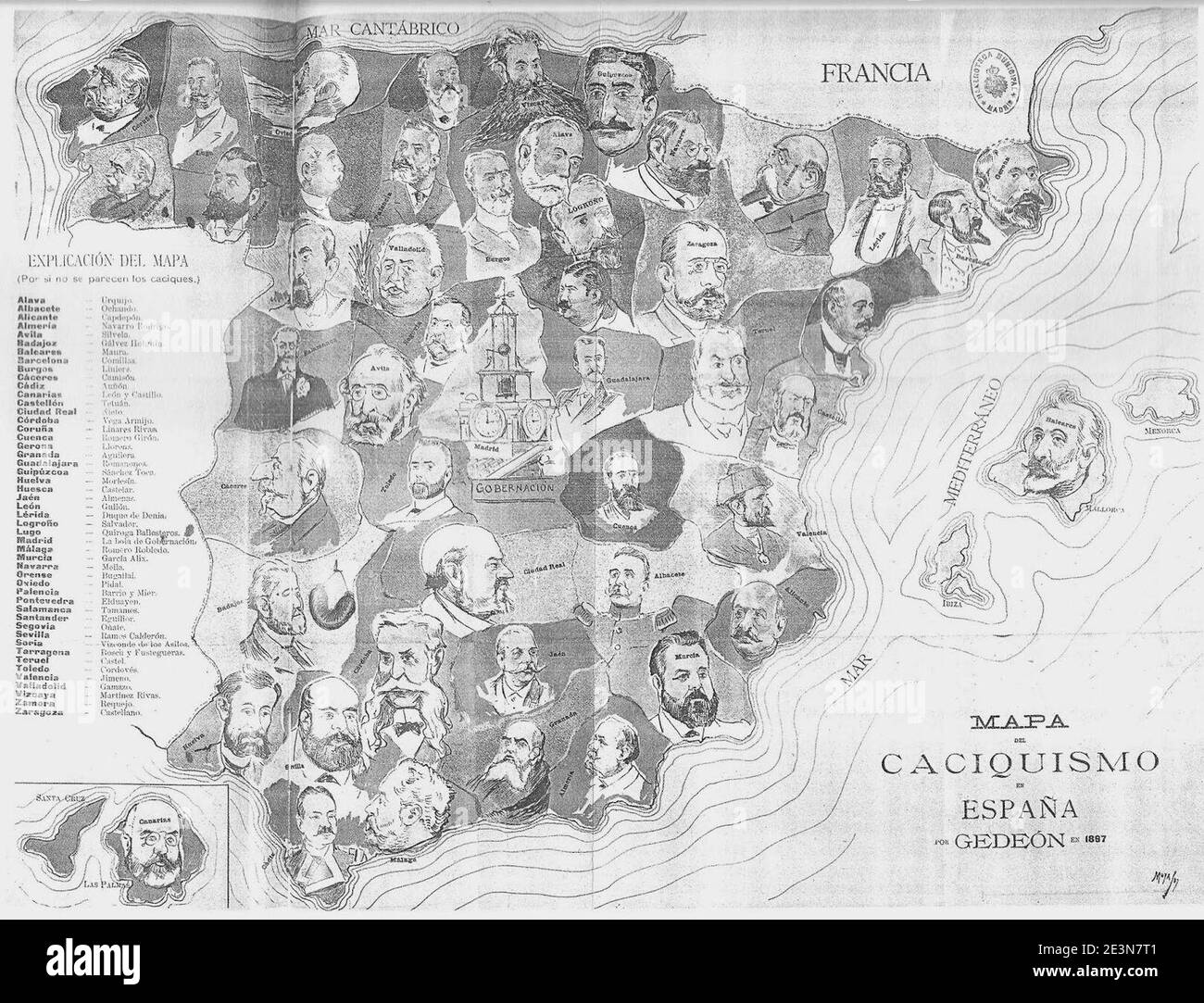 Mapa del caciquismo en España, de Moya. Stock Photo
