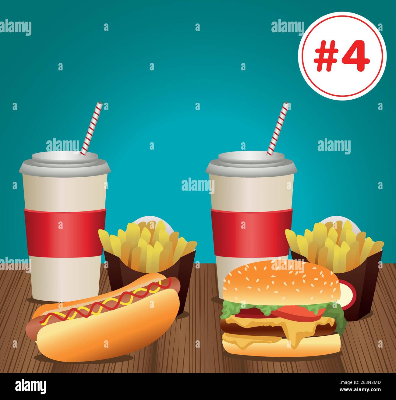fast food menu template with combo meal number four vector illustration  design Stock Vector Image & Art - Alamy