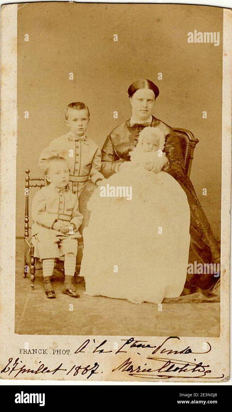 Maria Clotilde of Savoy, Princess Napoléon with her children Stock