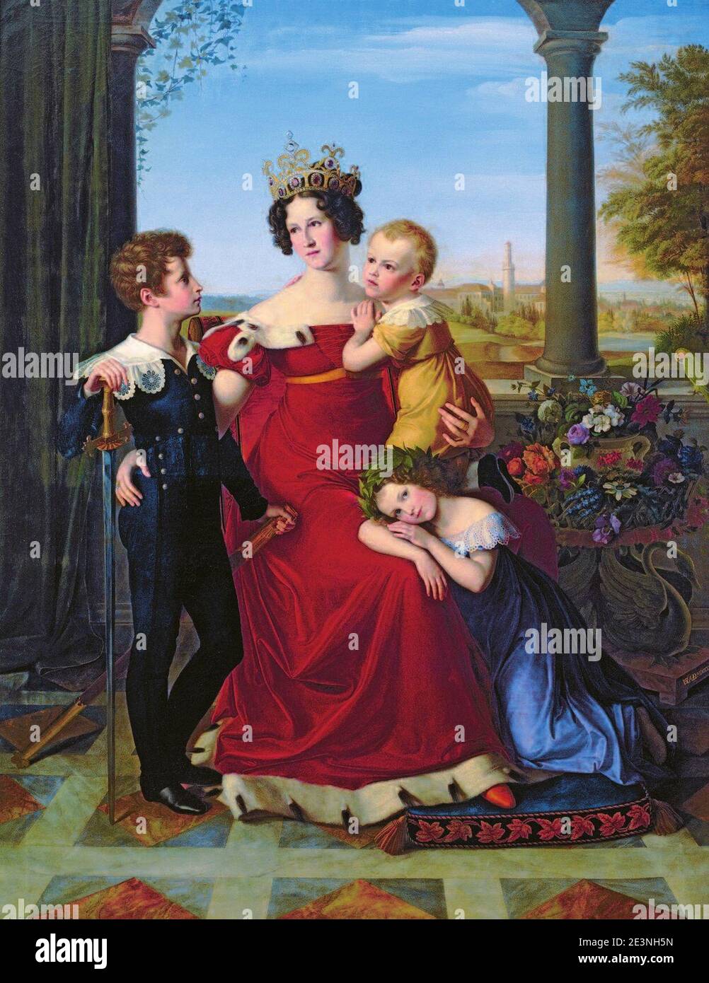 Maria Anna of Hesse-Homburg, Princess of Prussia with her children 1. Stock Photo