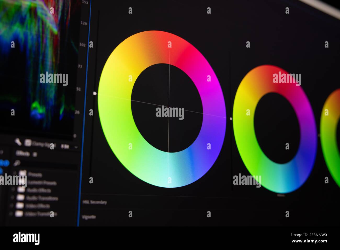 video editing, post production - closeup of color scopes in editing software Stock Photo