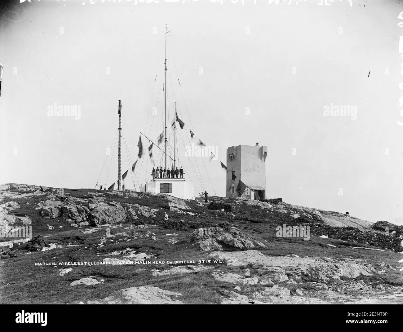 Marconi Wireless Telegraph Station, Malin Head, Co. Donegal, January 1902 (7453118390). Stock Photo