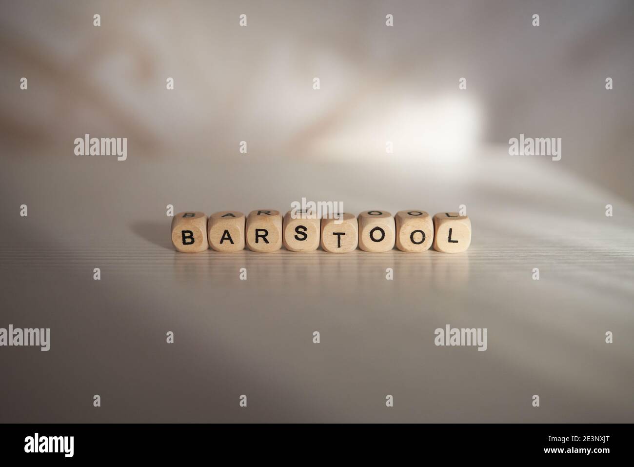 Barstool word is made with wooden cubes Stock Photo Alamy