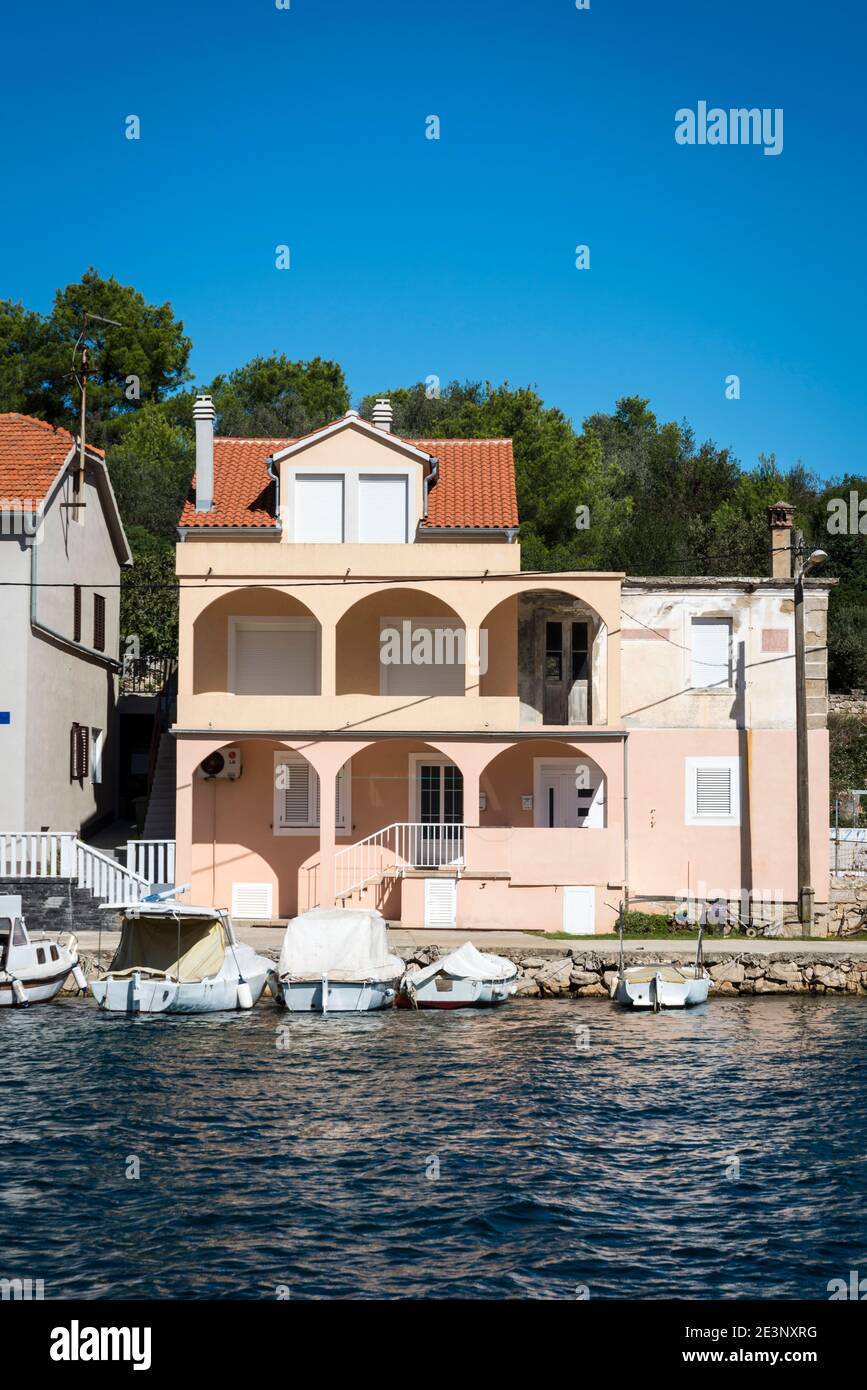 Harbour in village of Drage, sland of Iz, Zadar archipelago, Dalmatia, Croatia Stock Photo