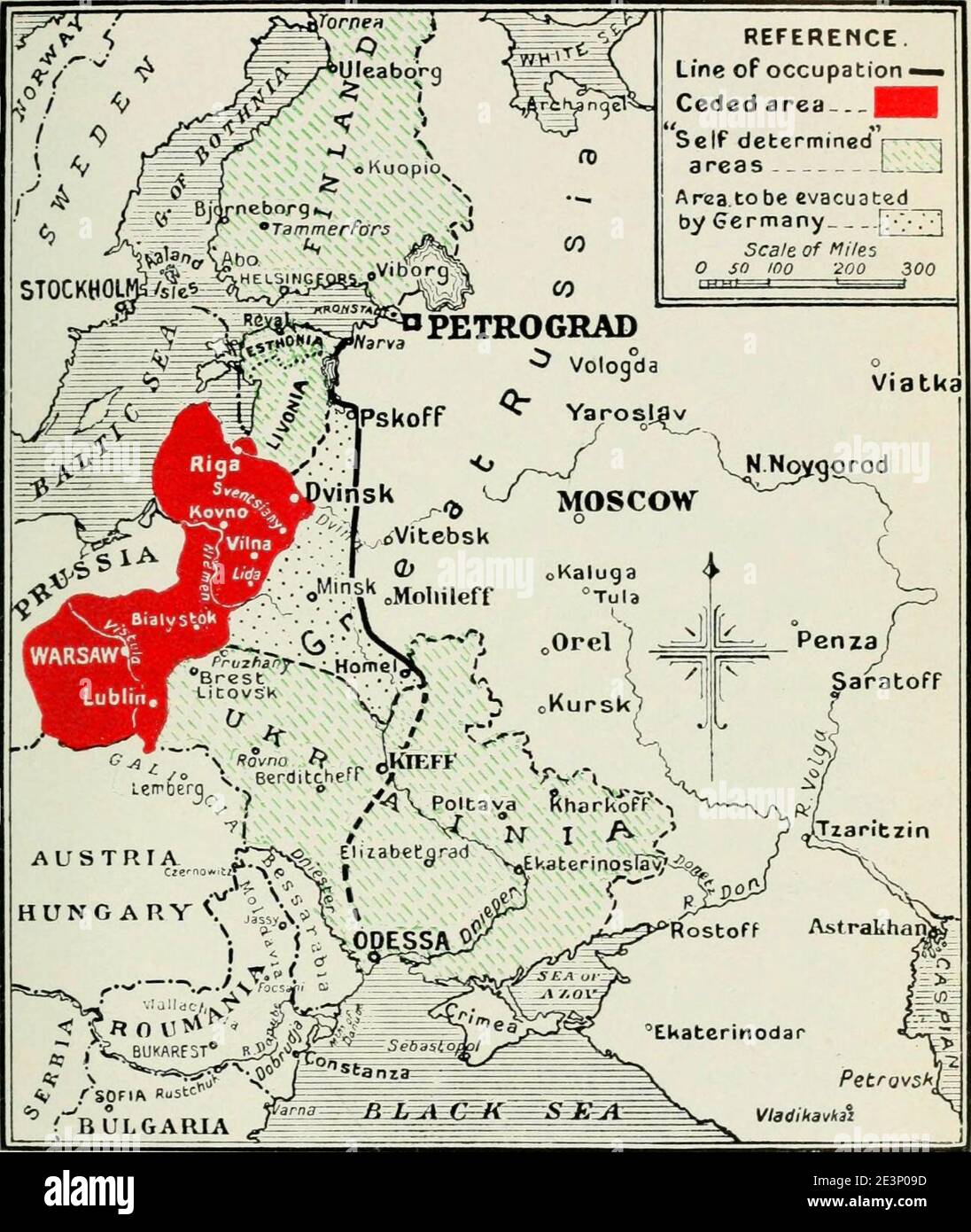 Treaty Of Brest Litovsk High Resolution Stock Photography And Images   Map Treaty Brest Litovsk 2E3P09D 