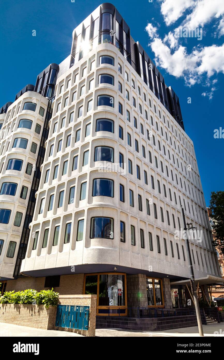 Exterior of brutalist style The Standard Hotel, former Camden Town Hall Annexe in Kings Cross, London, UK Stock Photo