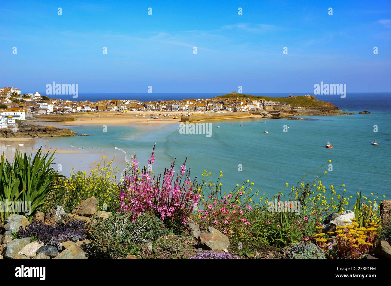 scenic view over  the town of st ives in cornwall england Stock Photo