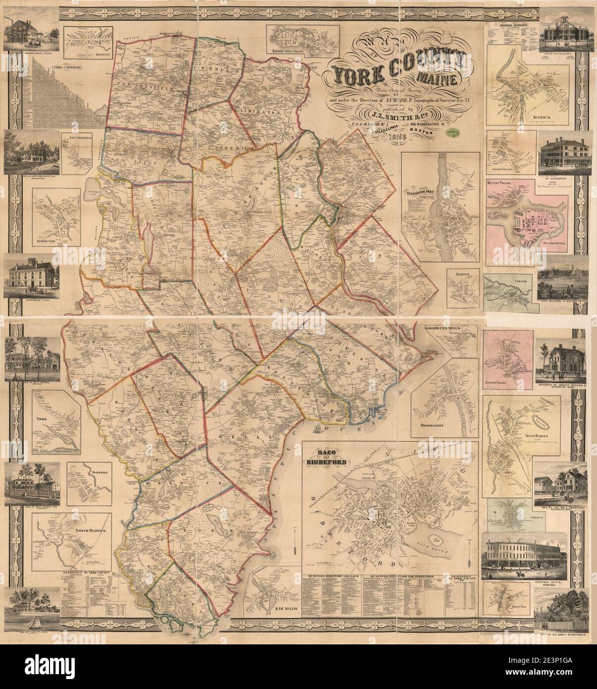 Map of York County, Maine Stock Photo Alamy