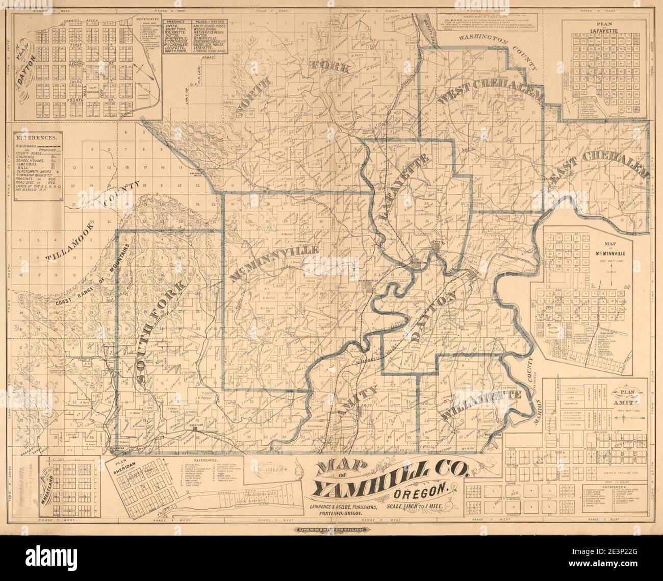 Map of Yamhill Co., Oregon Stock Photo Alamy