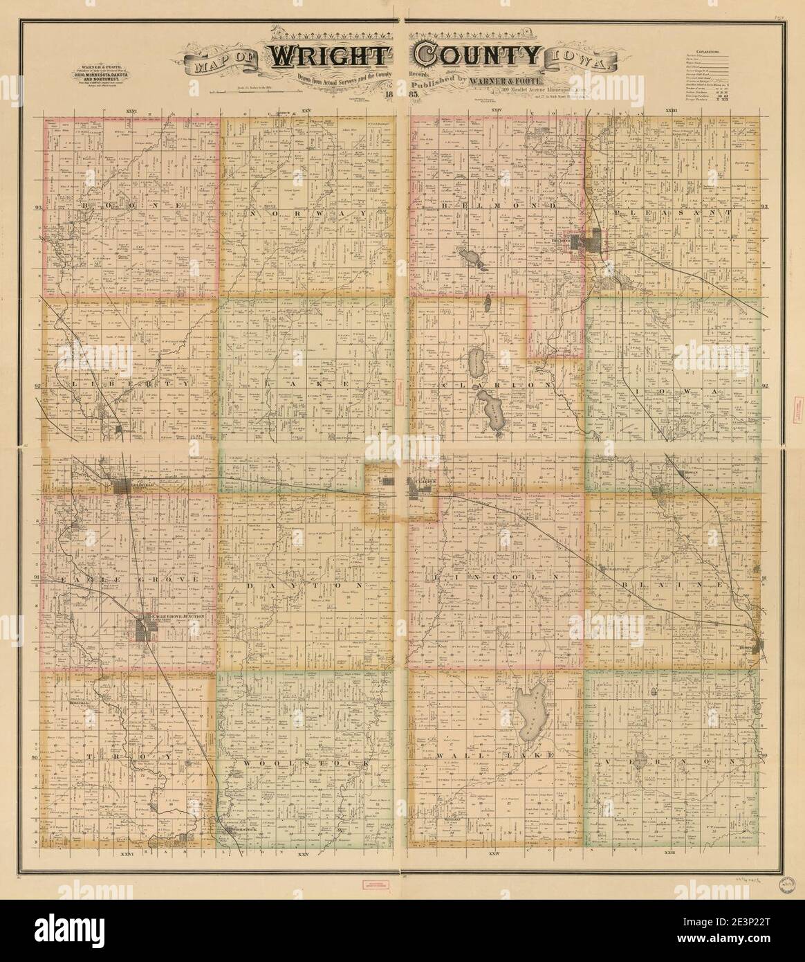 Map of Wright County, Iowa Stock Photo Alamy