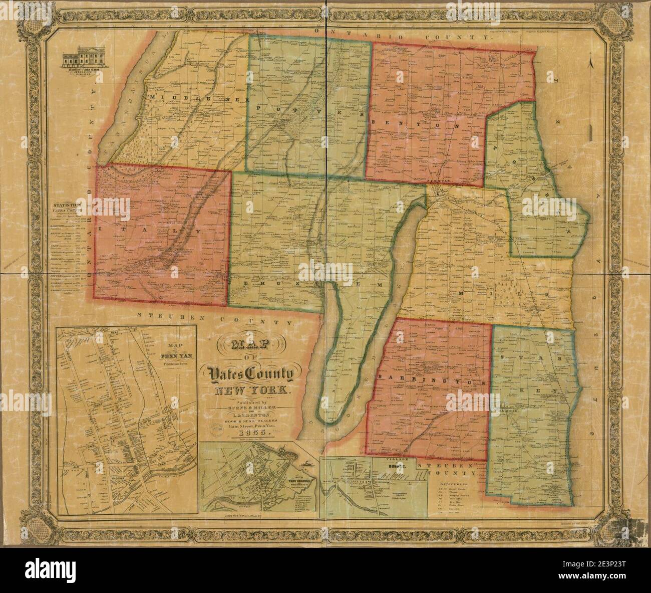 Map of Yates County, New York Stock Photo Alamy