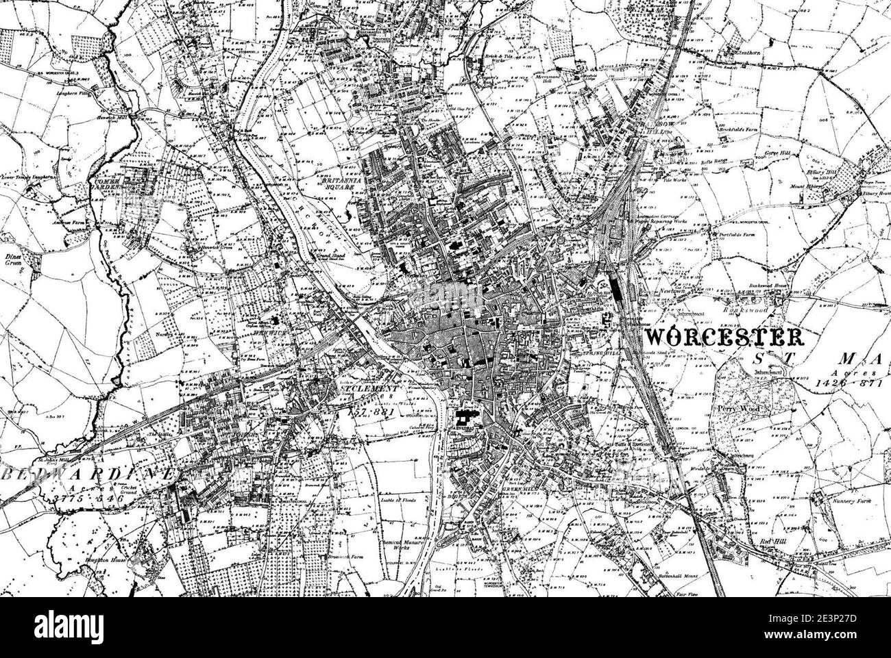 Map of Worcestershire OS Map name 033-NE, Ordnance Survey, 1883-1893 ...