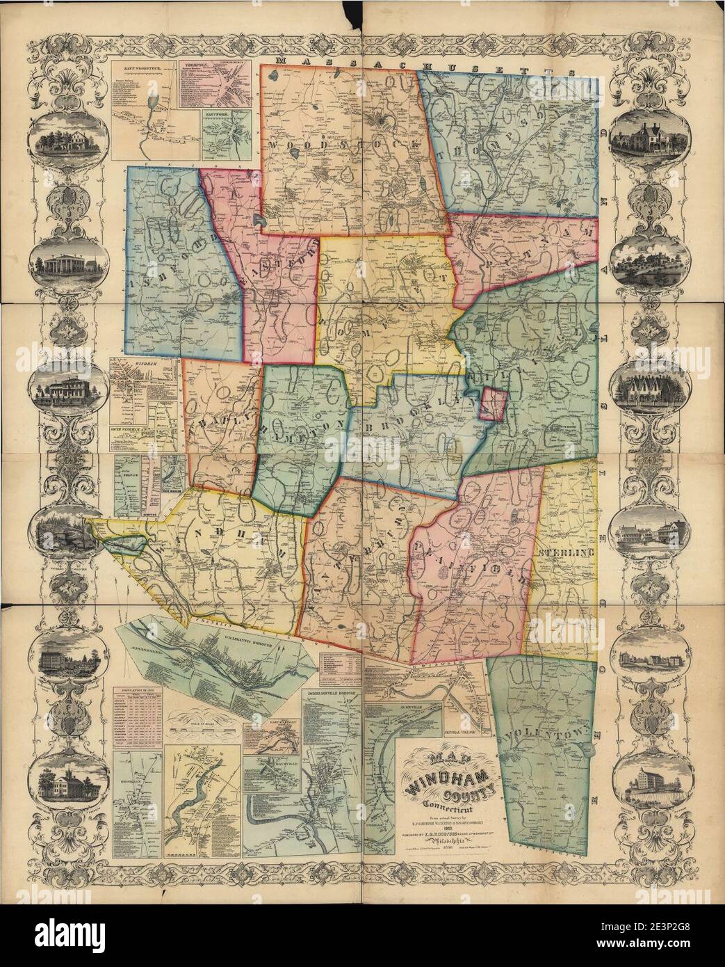 Map of Windham County, Connecticut Stock Photo Alamy