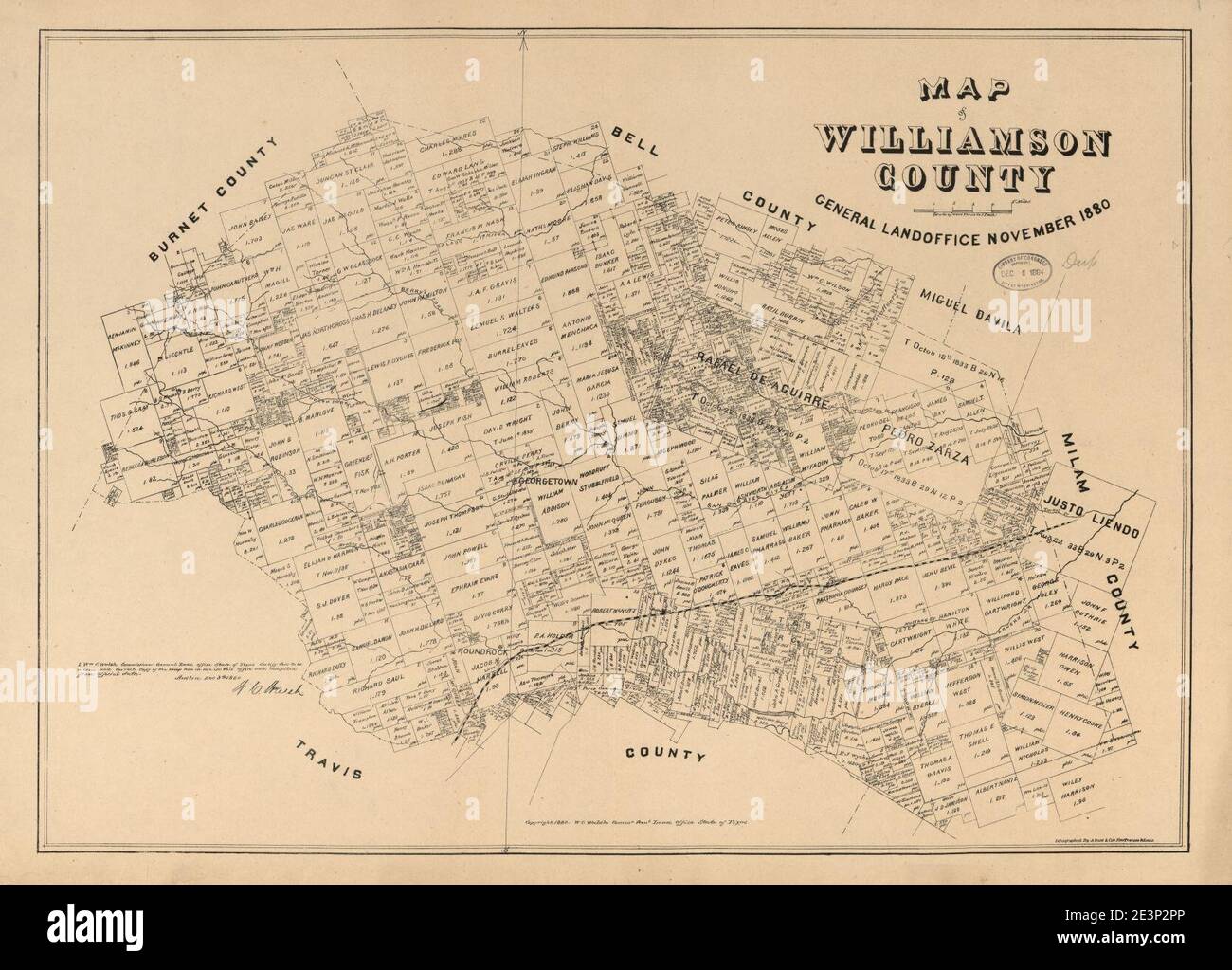 Map of Williamson County Stock Photo Alamy