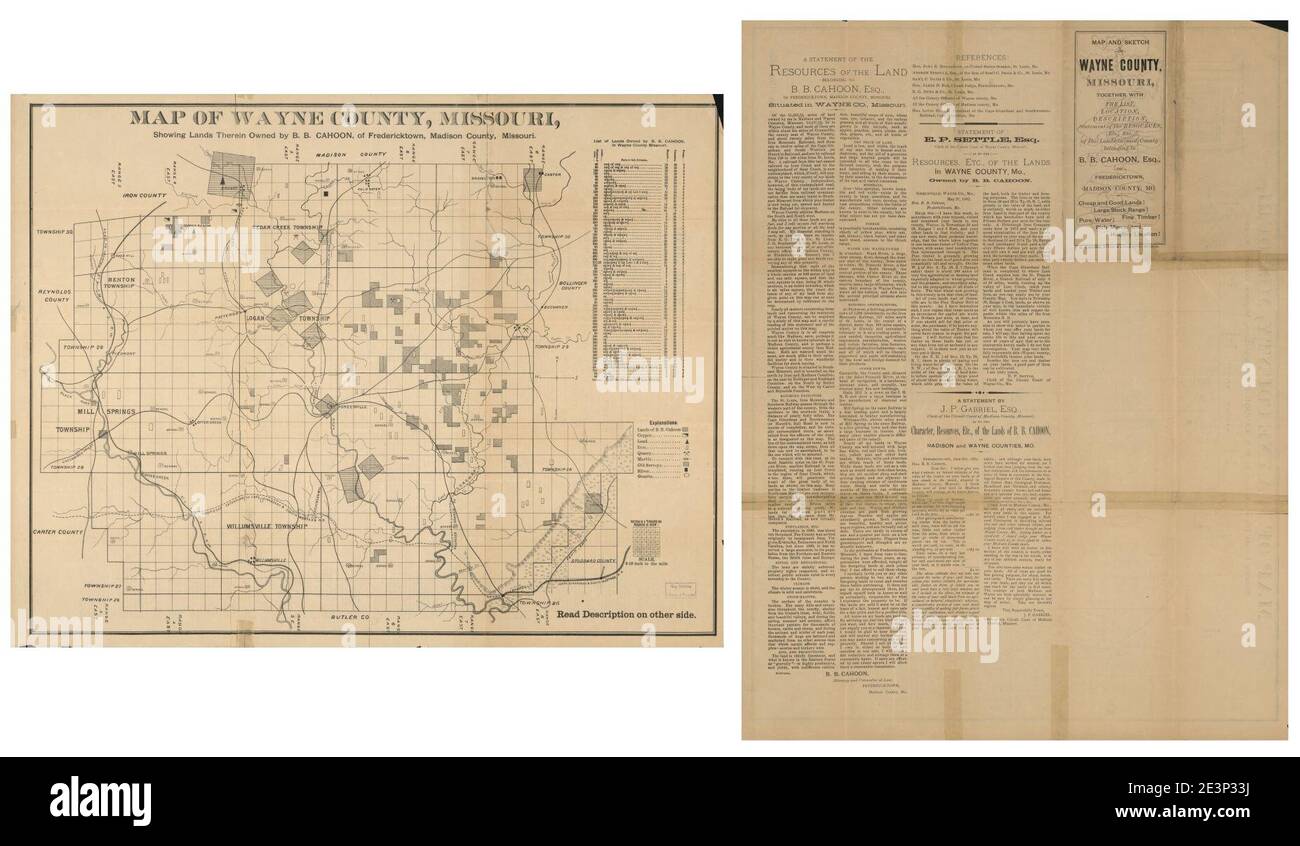 Map of Wayne County, Missouri, showing lands therein owned by B.B