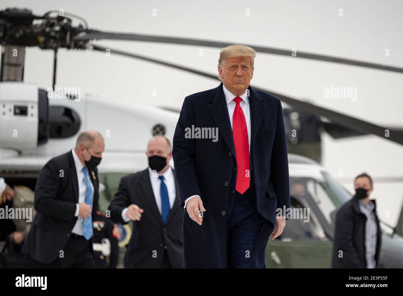 TEXAS, USA - 12 January 2021 - President Donald J Trump delivers remarks at the 450th mile of the new border wall Tuesday, Jan. 12, 2021 on the Texas Stock Photo