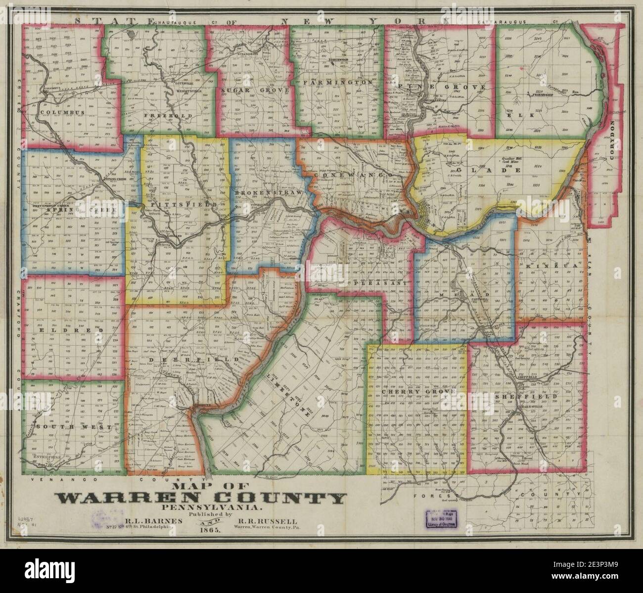 Map of Warren County, Pennsylvania Stock Photo Alamy