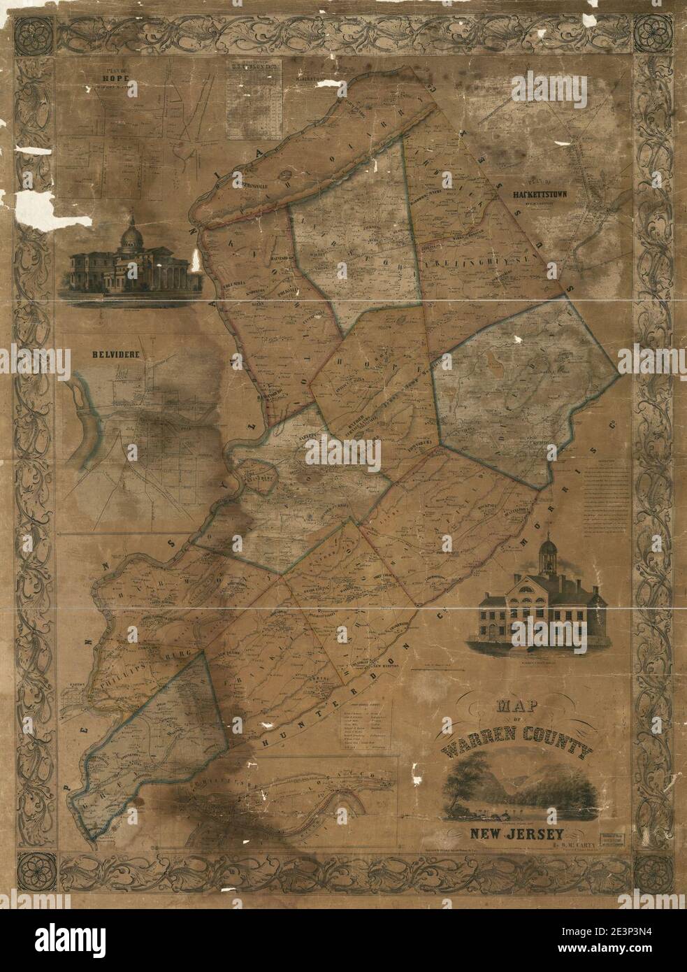 Map of Warren County, New Jersey Stock Photo Alamy