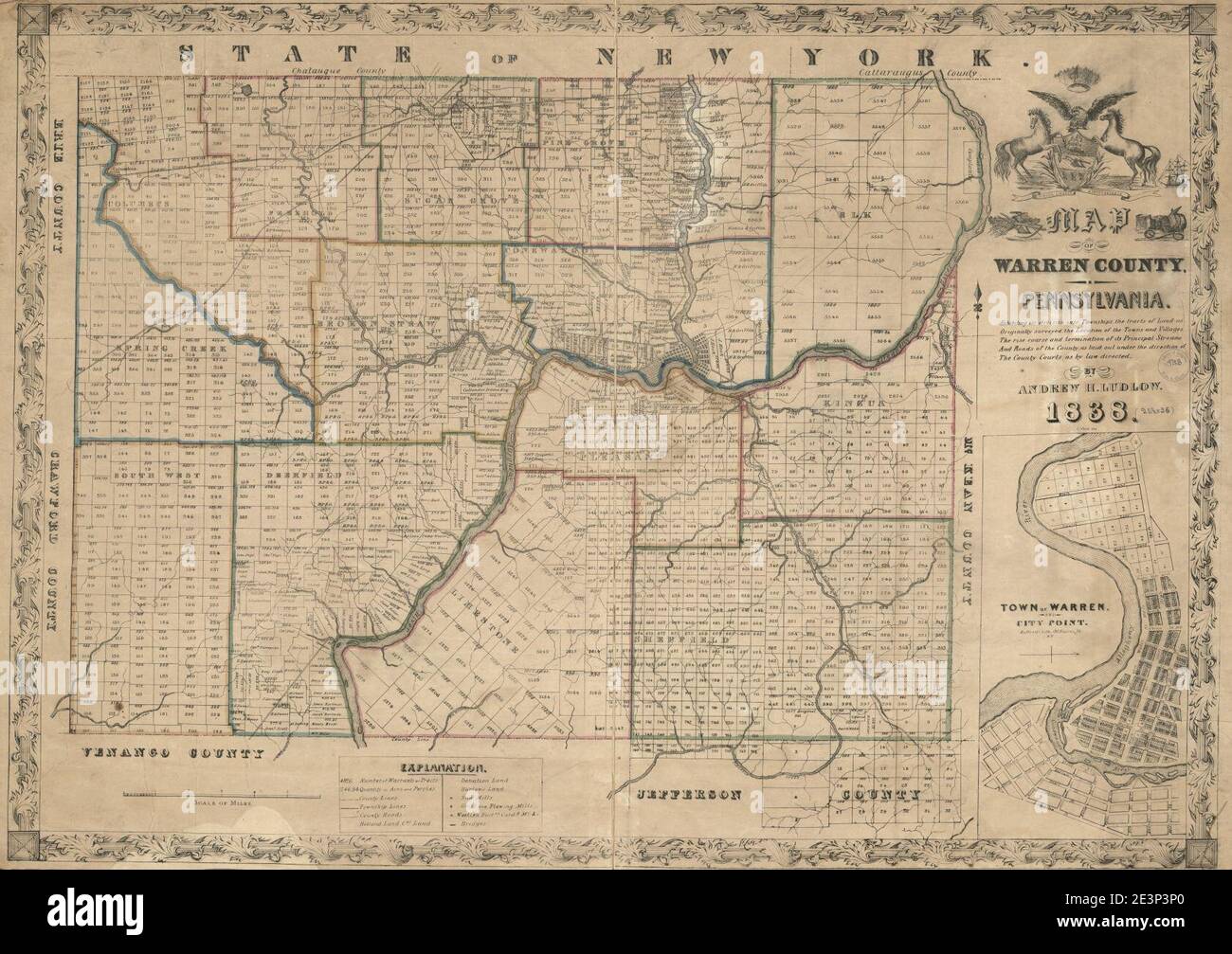 Map of Warren County, Pennsylvania Stock Photo Alamy