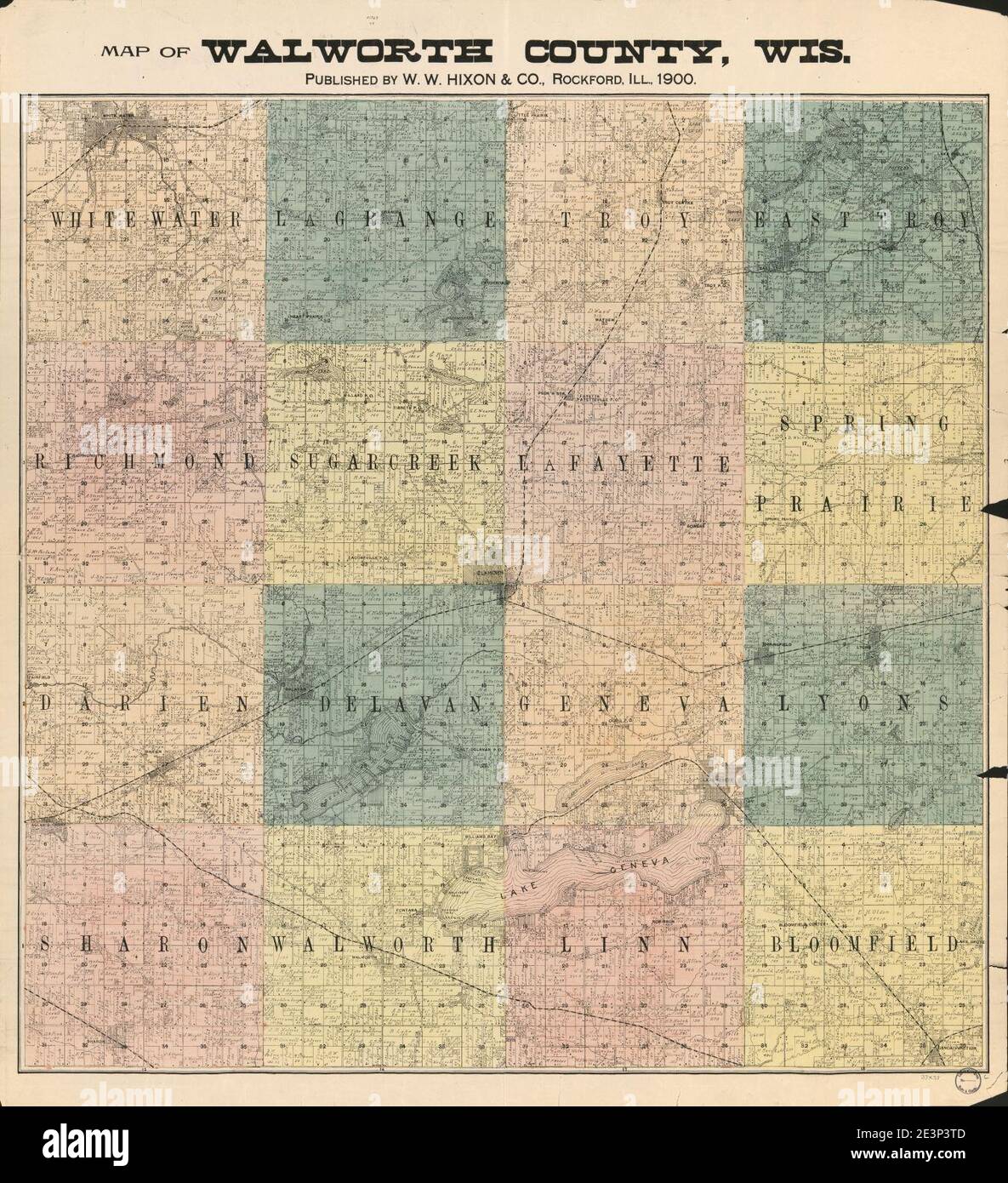 Map of Walworth County, Wis Stock Photo Alamy