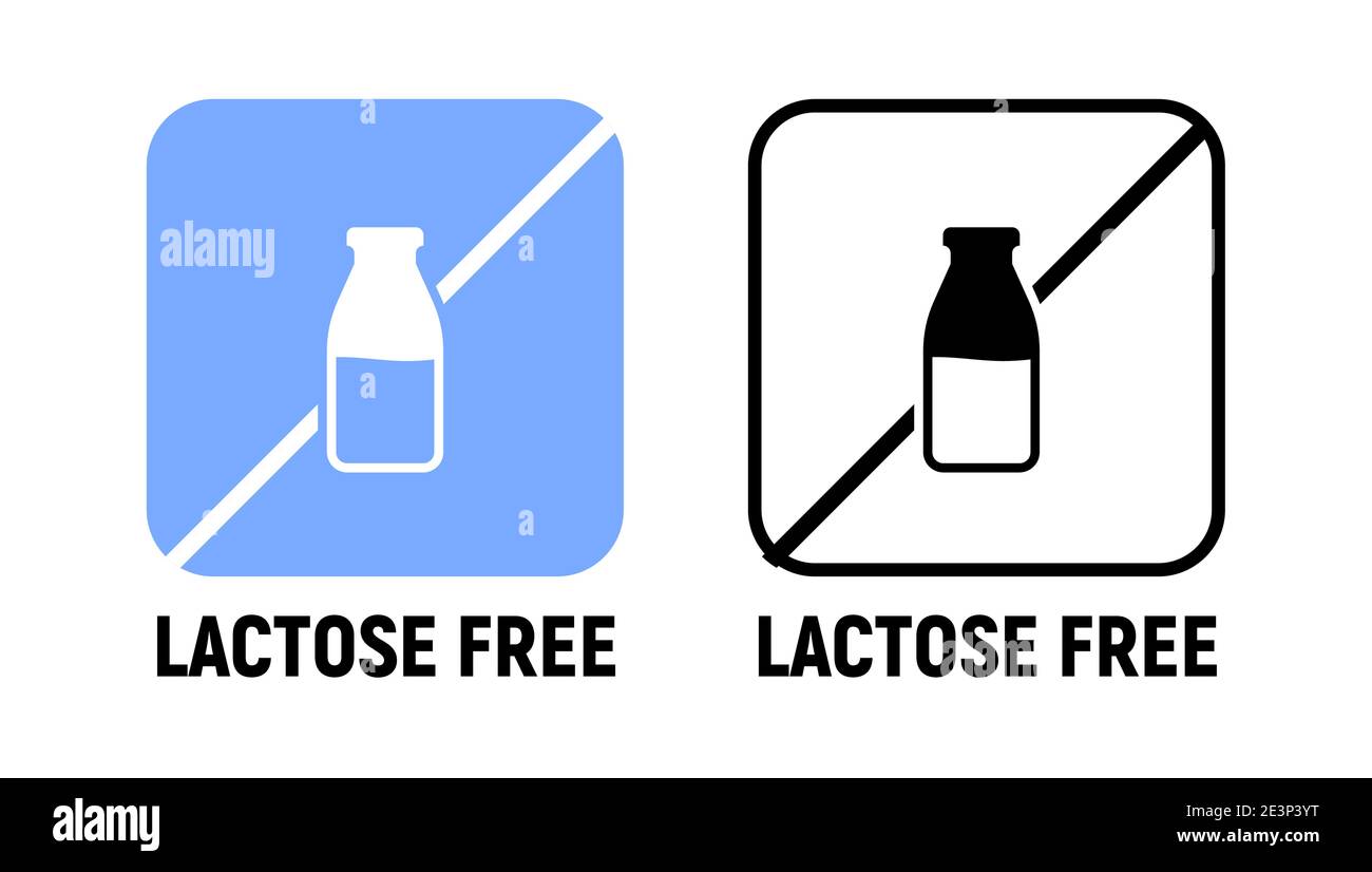 Lactose gluten free dairy icon. Milk dietary lactose free sign stamp or