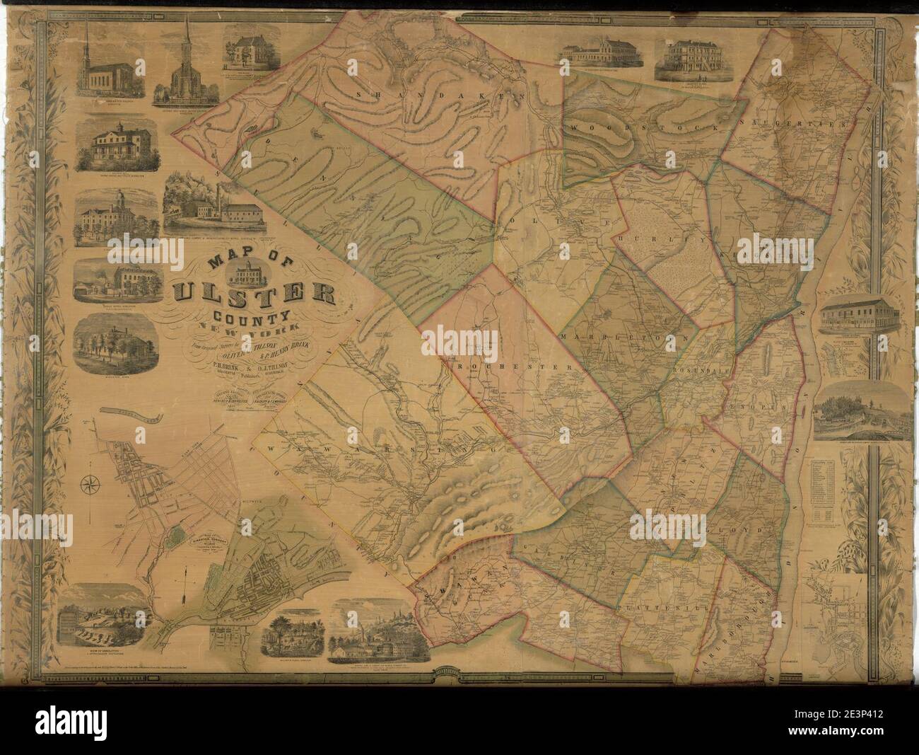 Map of Ulster County, New York Stock Photo Alamy