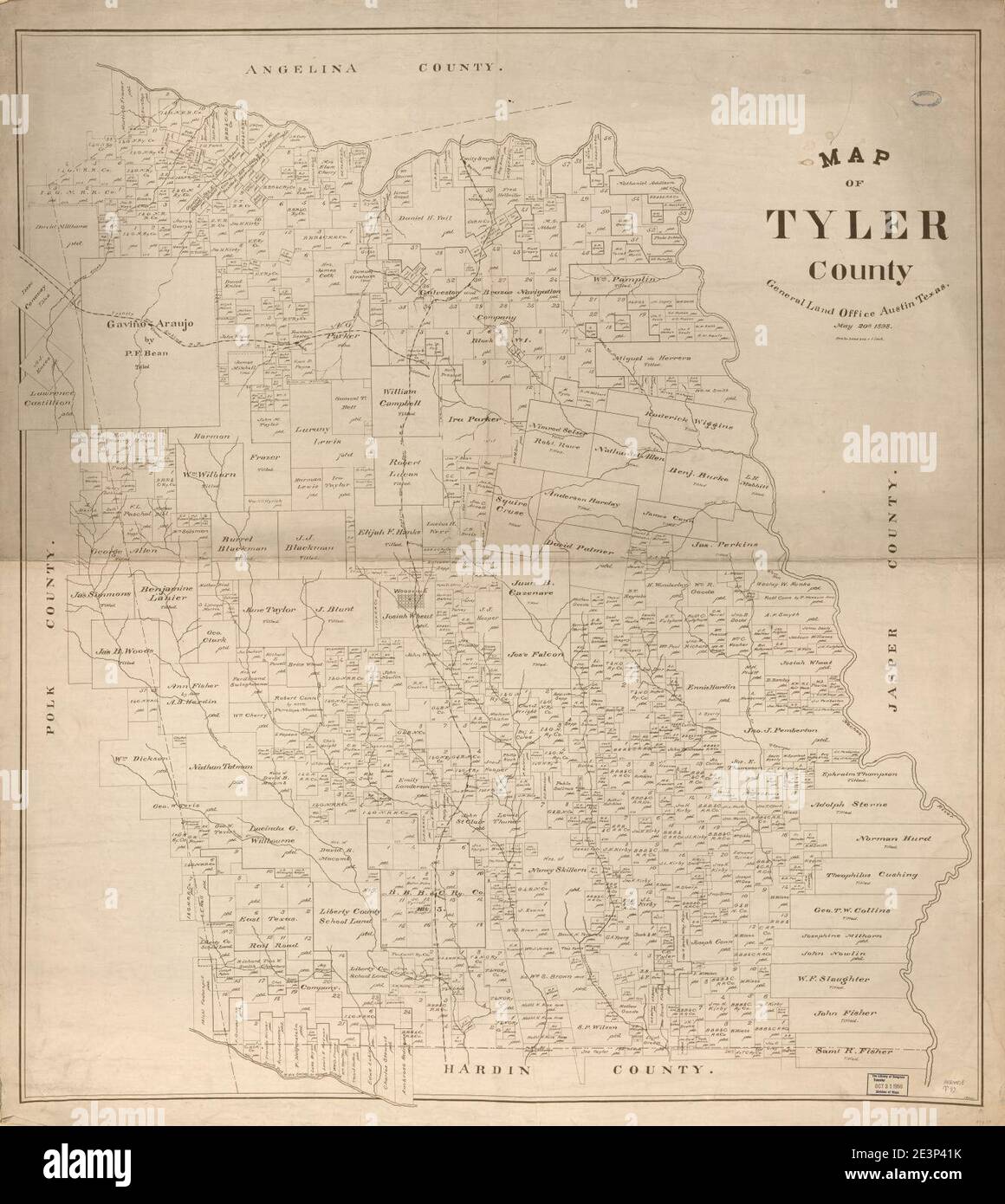 Map of Tyler County Stock Photo Alamy