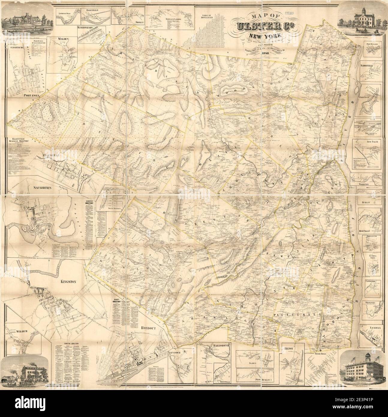 Map of Ulster Co., New York from actual surveys Stock Photo Alamy