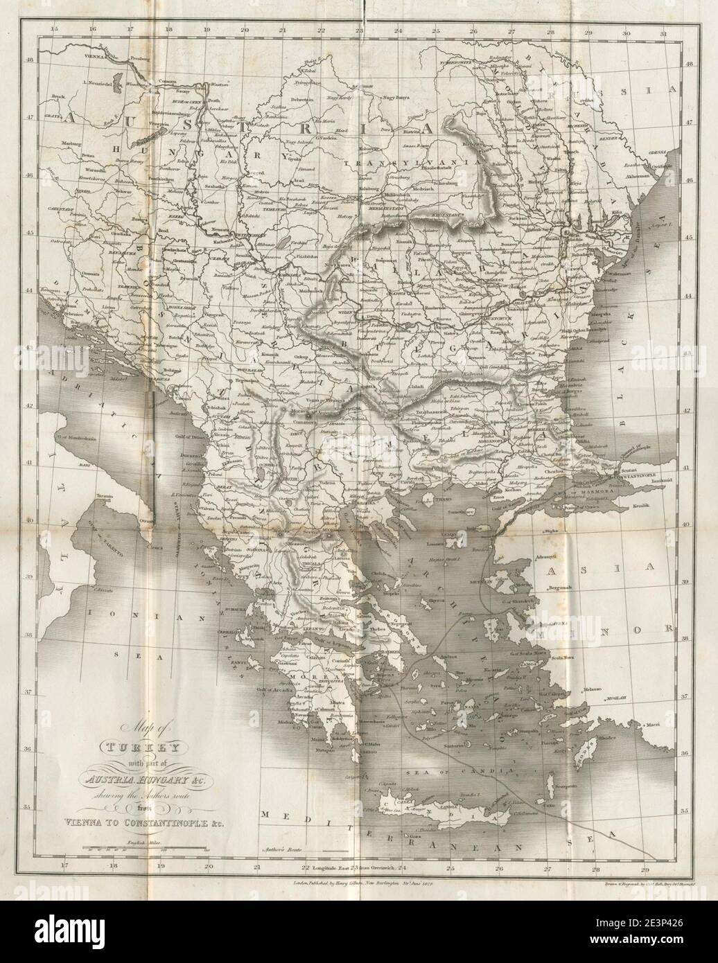 Map of Turkey with part of Austria, Hungary &c showing the authors