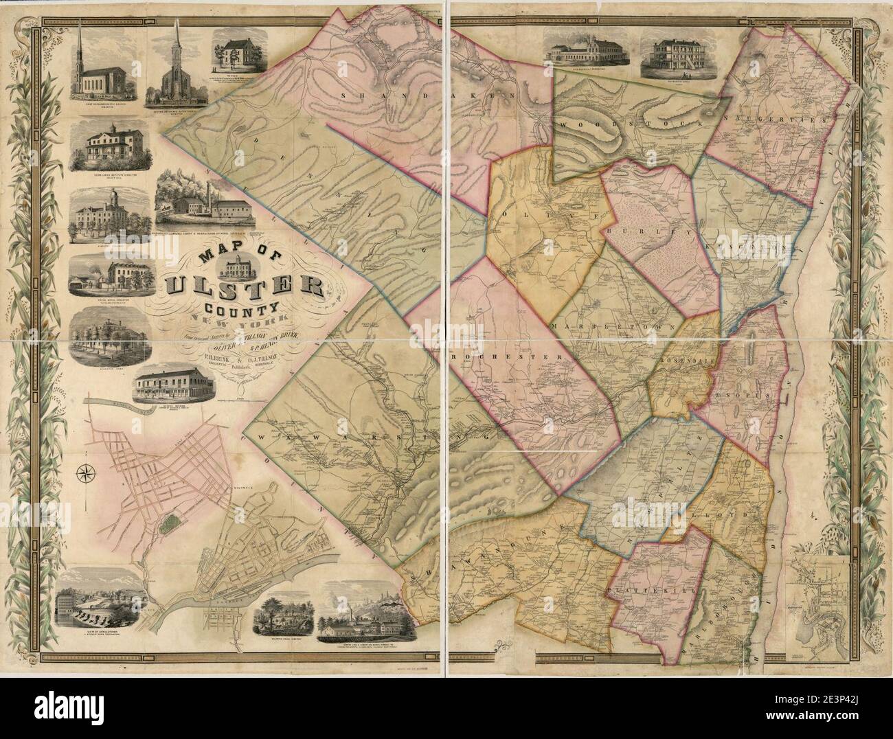 Map of Ulster County, New York from original surveys Stock Photo Alamy