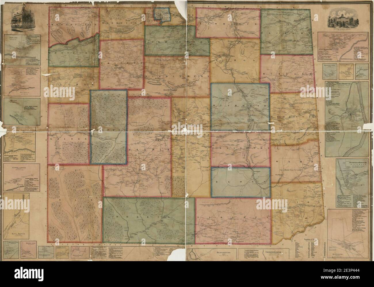 Map of Tioga County, Pennsylvania Stock Photo Alamy