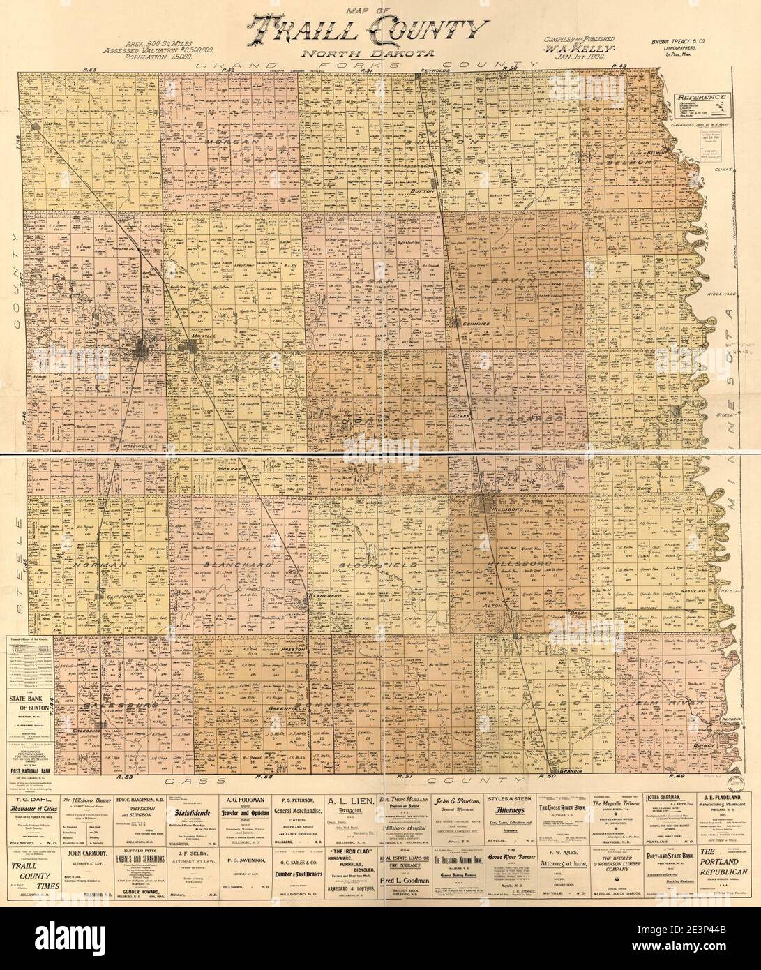 Map of Traill County, North Dakota Stock Photo Alamy