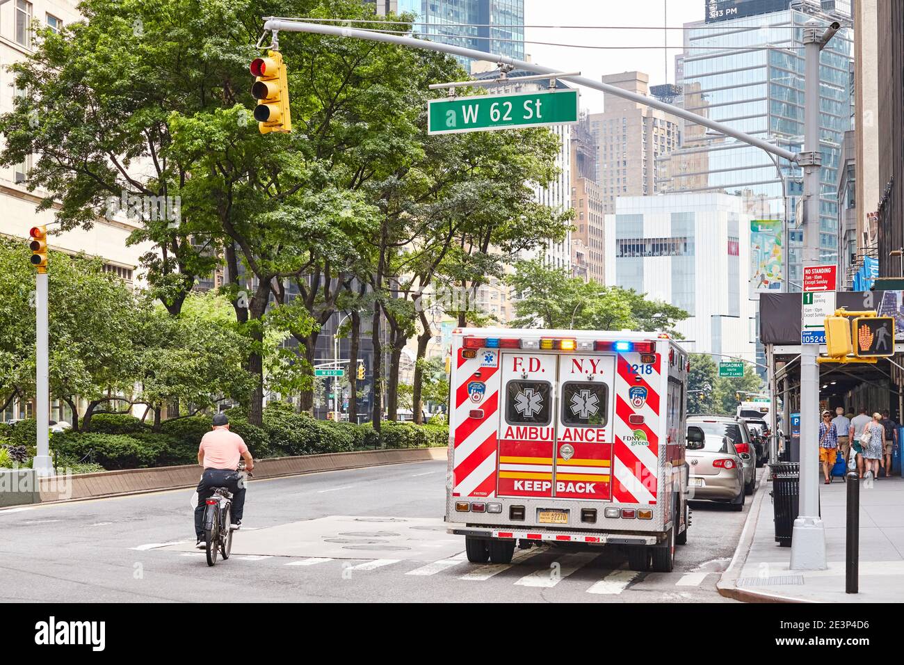 New York, USA - July 01, 2018: FDNY ambulance in a street of Manhattan. Stock Photo