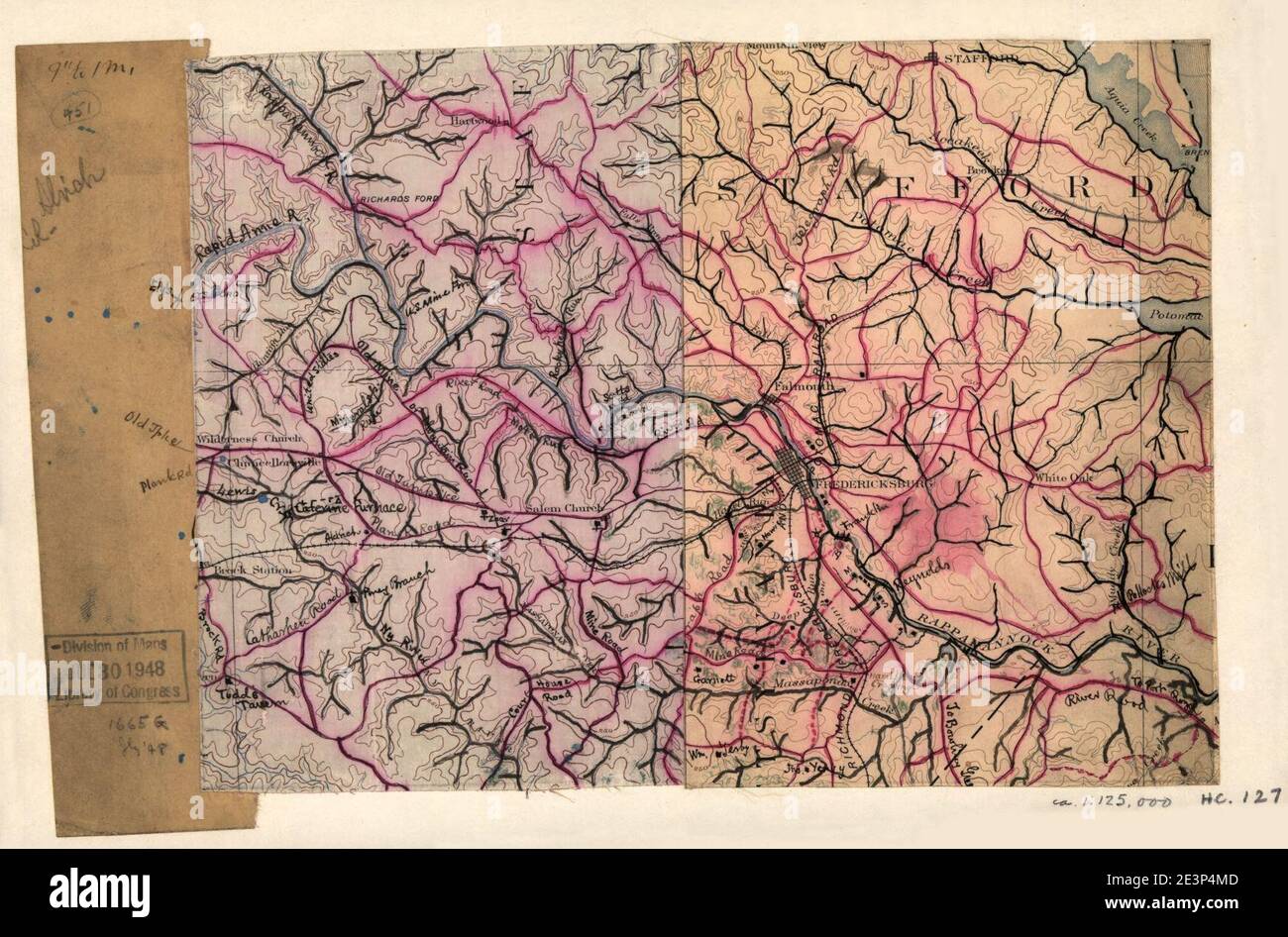 Map Of The Vicinity Of Fredericksburg Va 2E3P4MD 