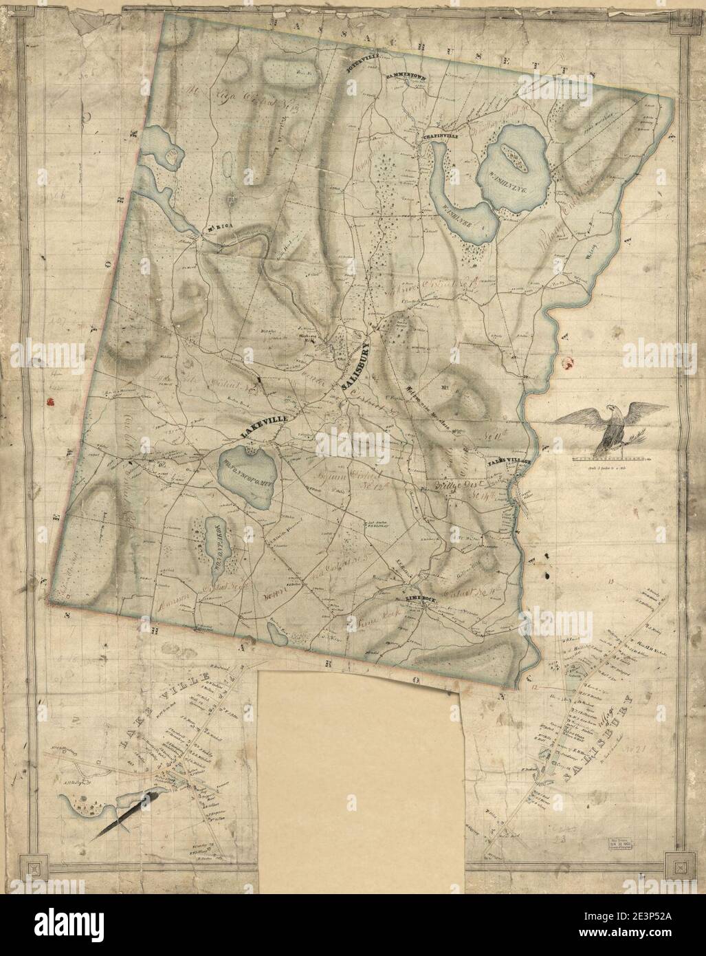 Map of the town of Salisbury, Litchfield Co., Connecticut Stock Photo