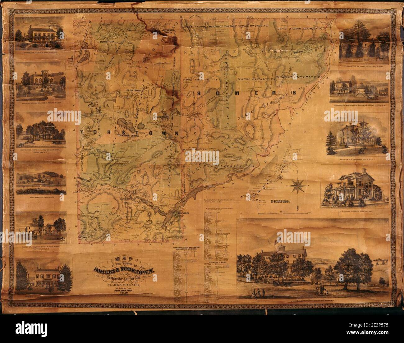 Map of the towns of Somers & Yorktown, Westchester Co. New York Stock Photo Alamy