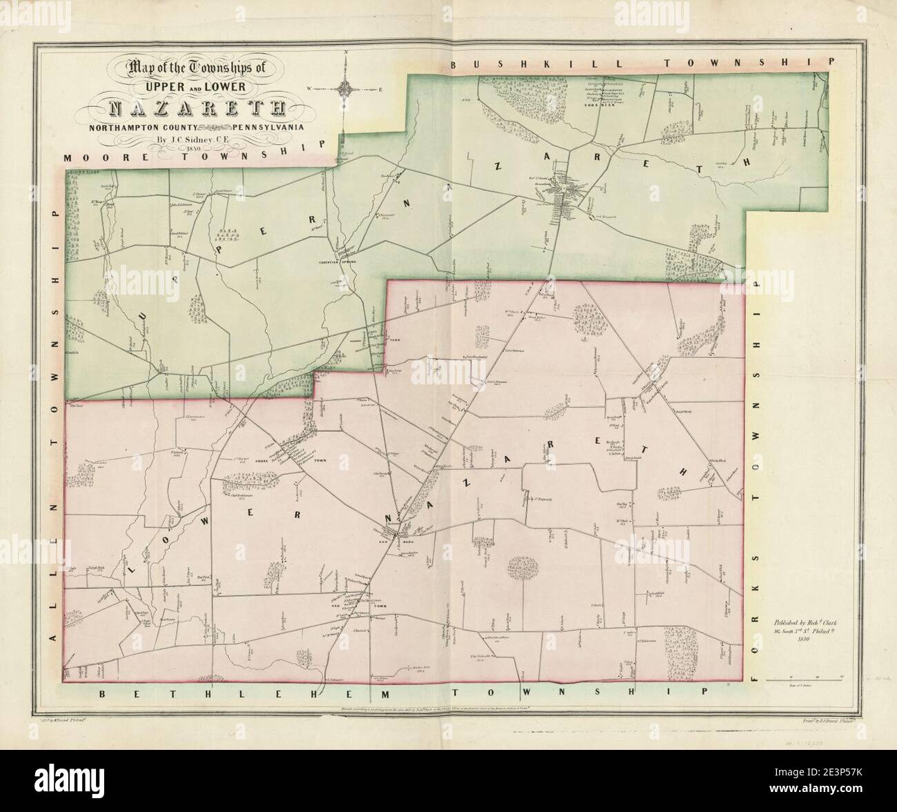 Map of the townships of Upper and Lower Nazareth, Northampton County