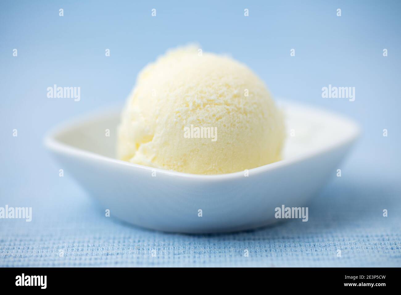 Simple scoop of homemade fresh vanilla ice cream in bowls Stock Photo