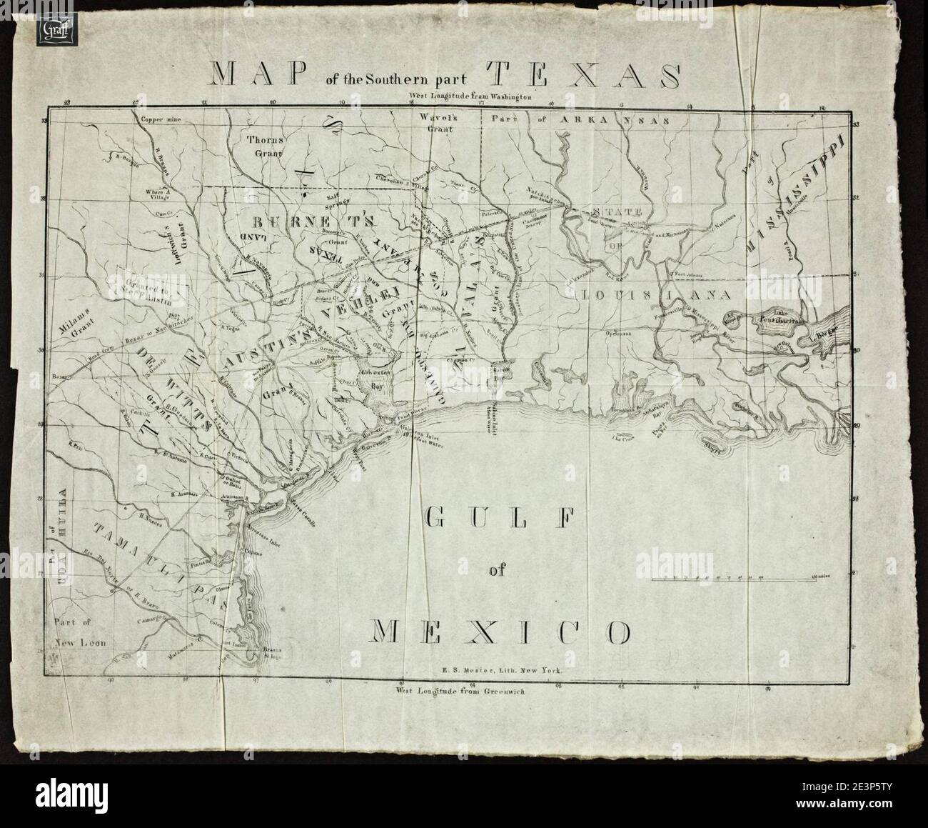 Map of the southern part (of) Texas Stock Photo Alamy