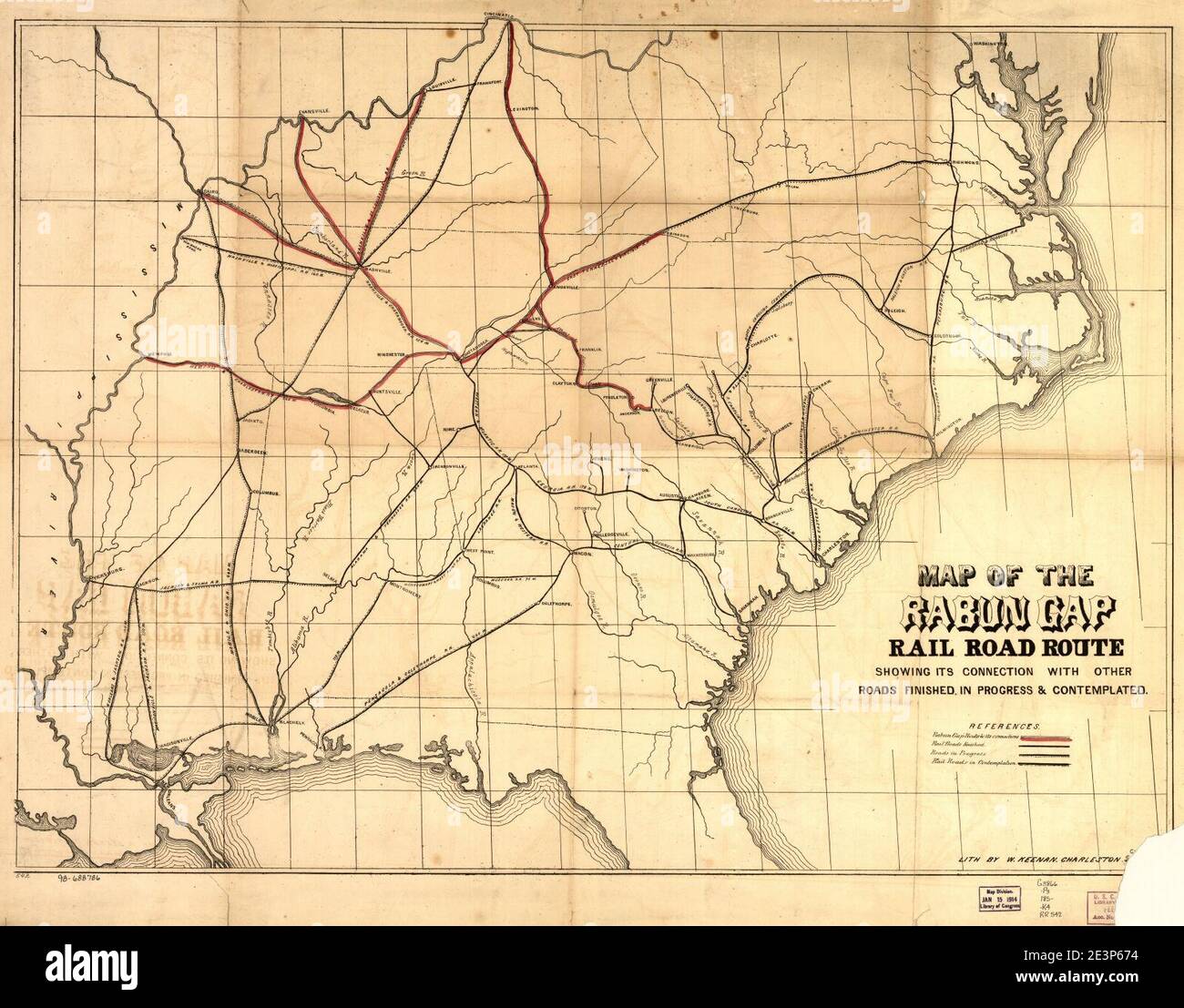 Map of the Rabun Gap Rail Road route showing its connection with other