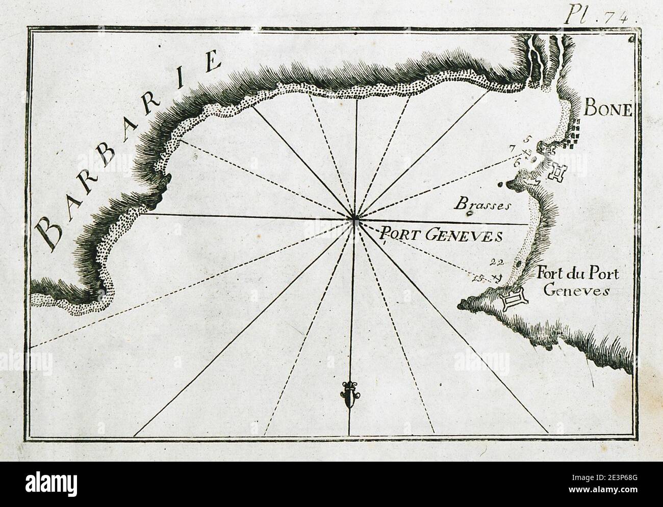 Map of the port of Jeddah in Saudi Arabia - Roux Joseph - 1804. Stock Photo