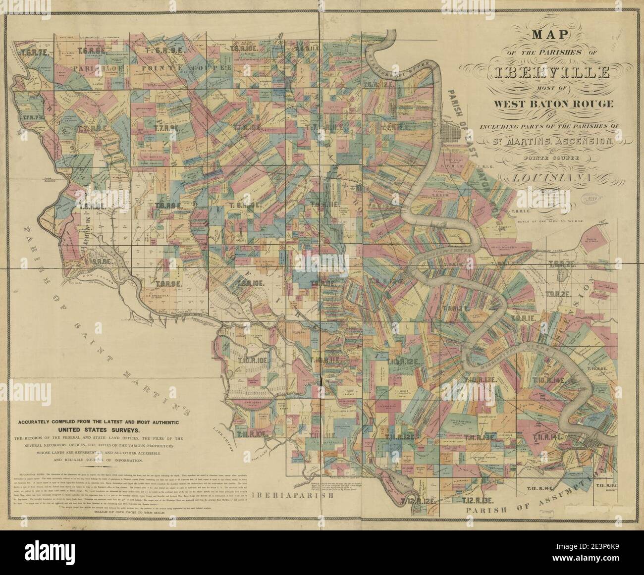 Map of the parishes of Iberville most of West Baton Rouge and including