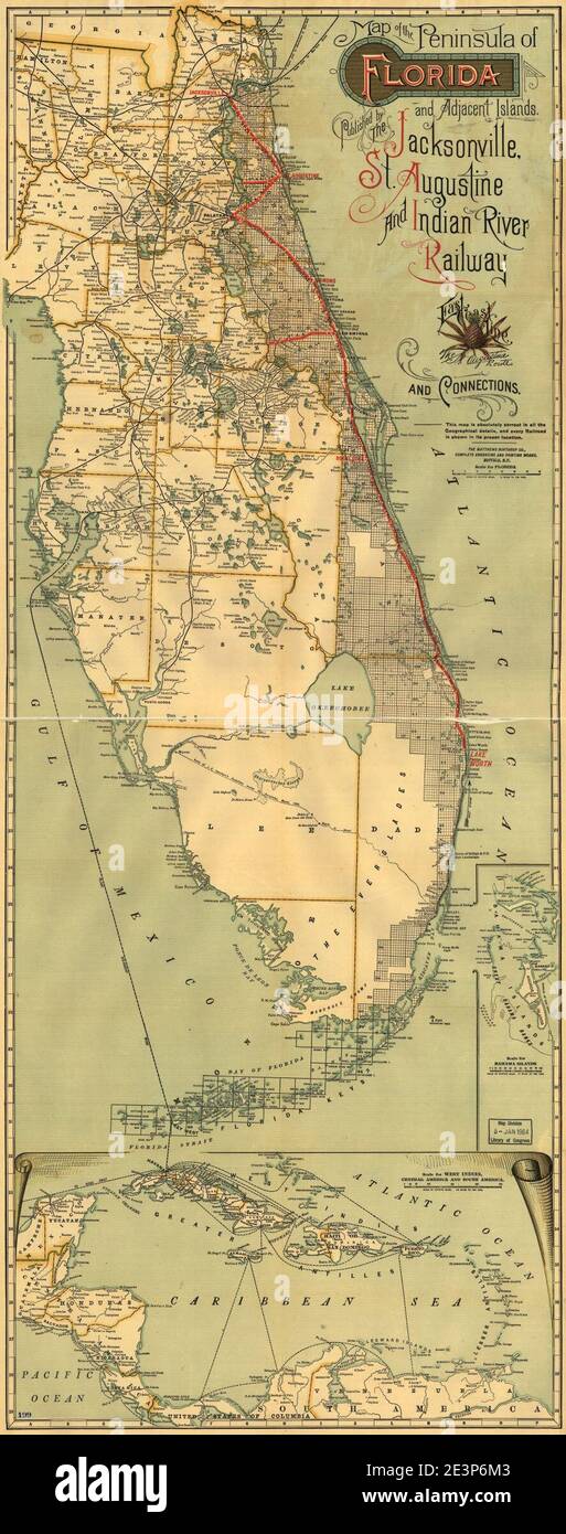 Map of the peninsula of Florida and adjacent islands East Coast Line
