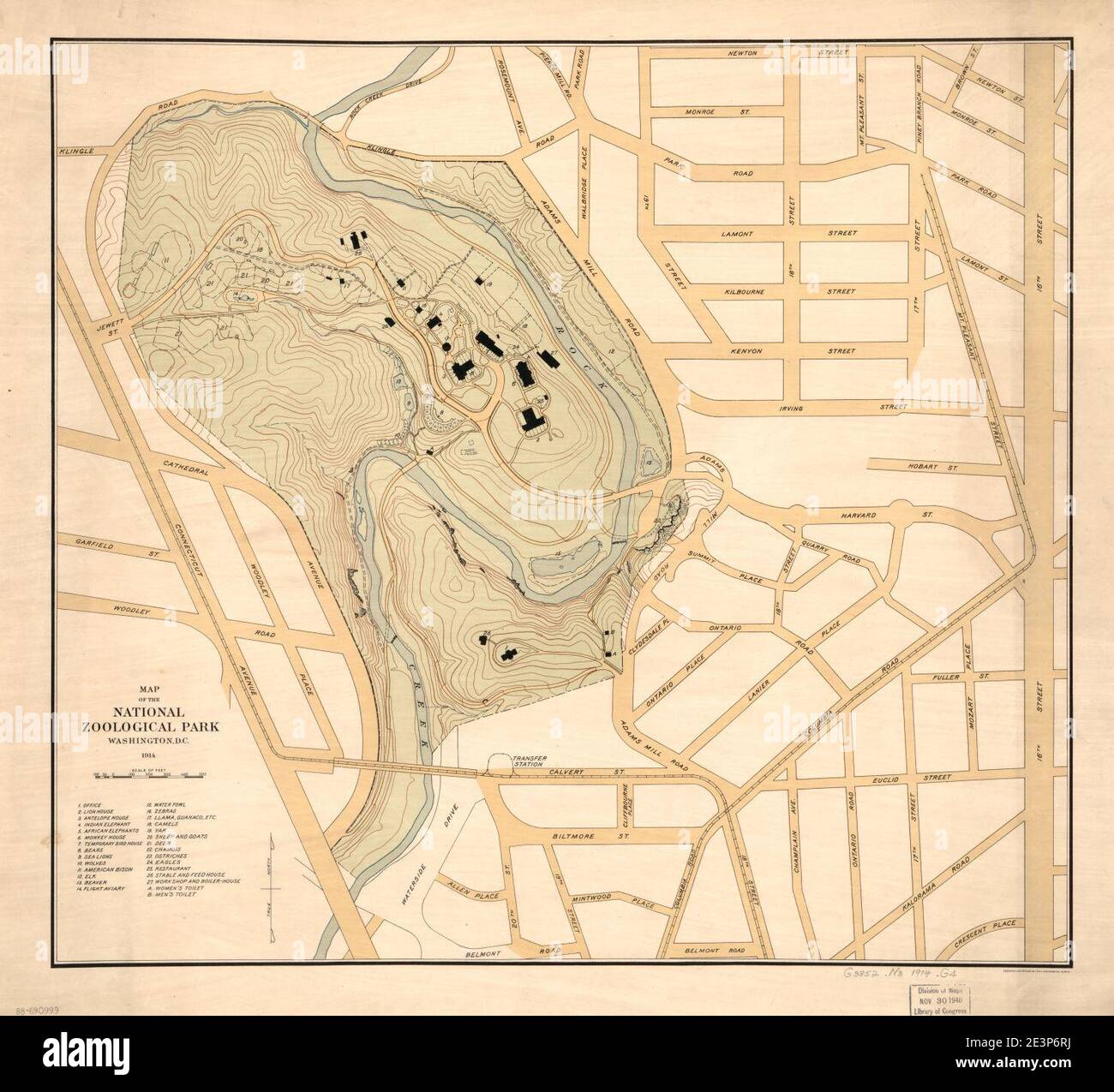 Map of the National Zoological Park, Washington, D.C Stock Photo Alamy