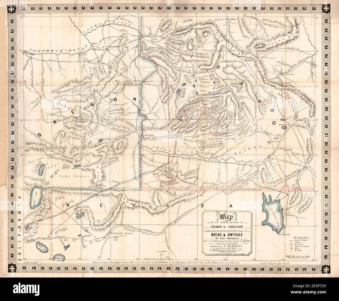 Map of the mining sections of Idaho & Oregon embracing the gold and
