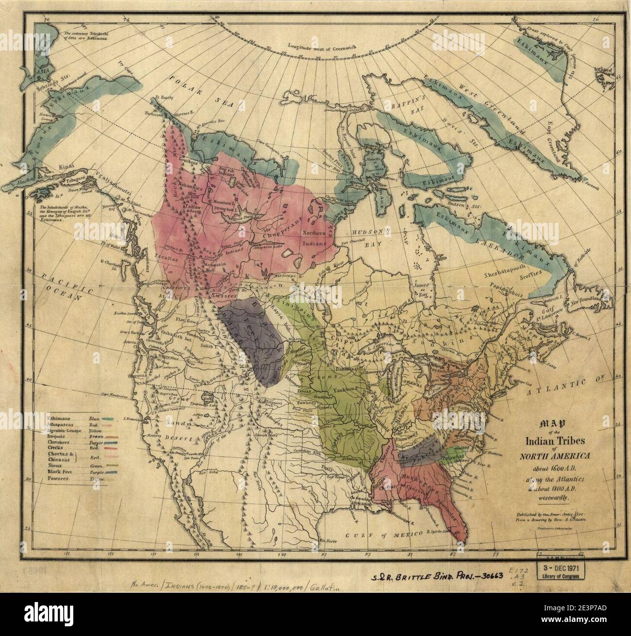 Map of the Indian tribes of North America, about 1600 A.D. along the