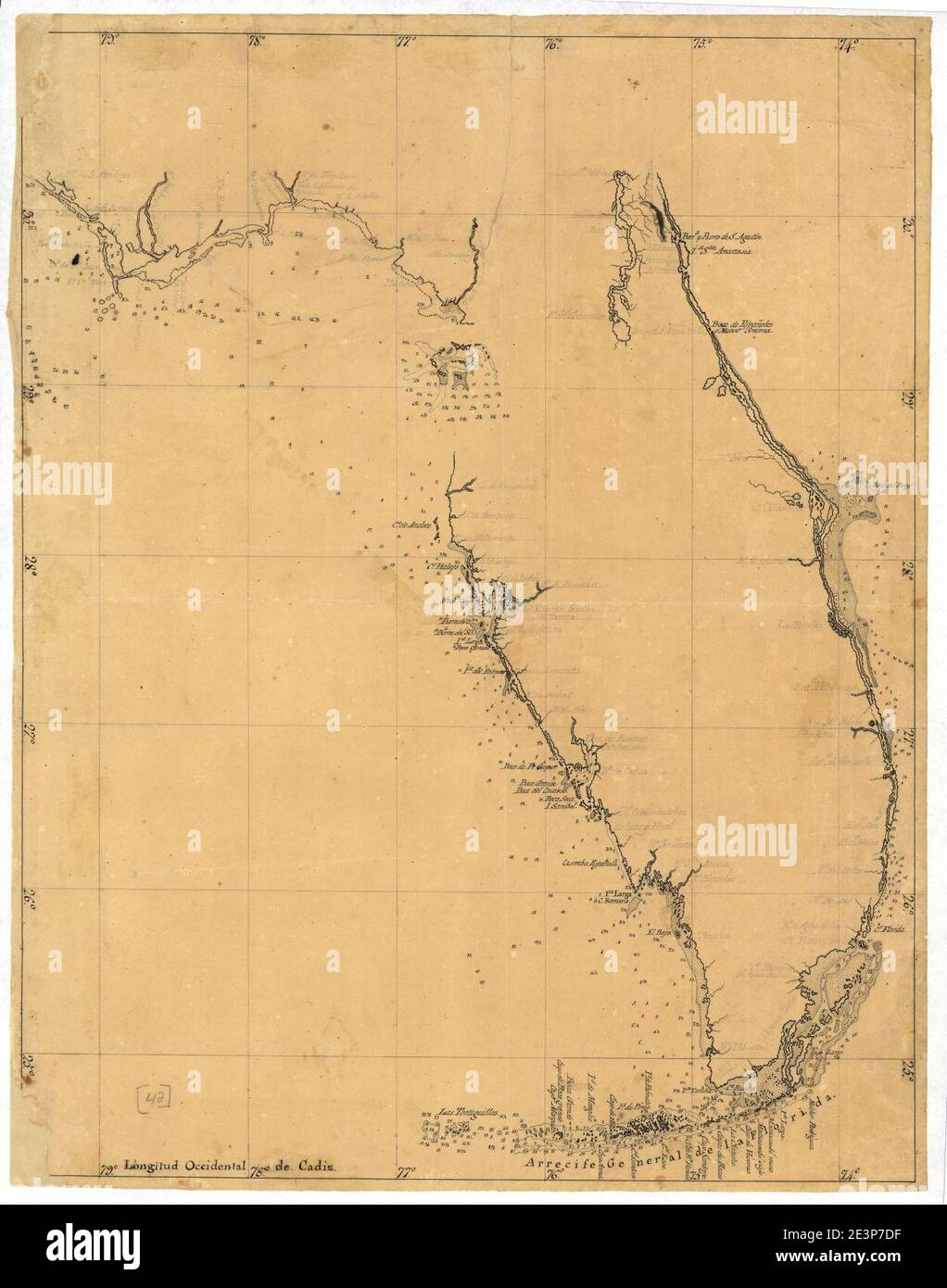 Map of the Florida Peninsula. Stock Photo