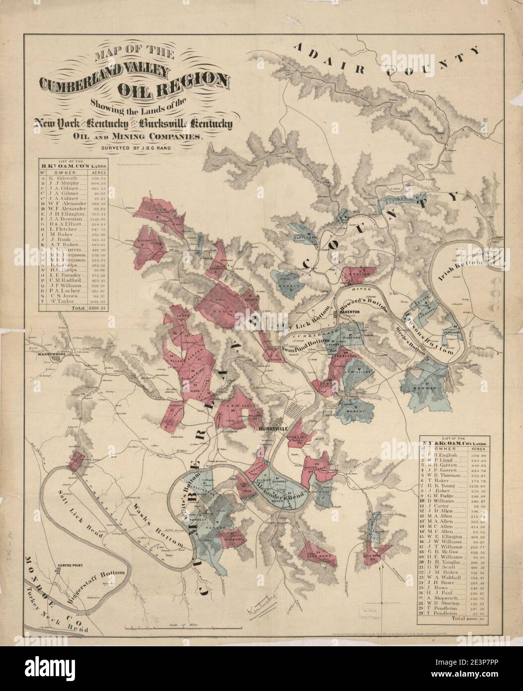 Map of the Cumberland Valley oil region showing the lands of the New