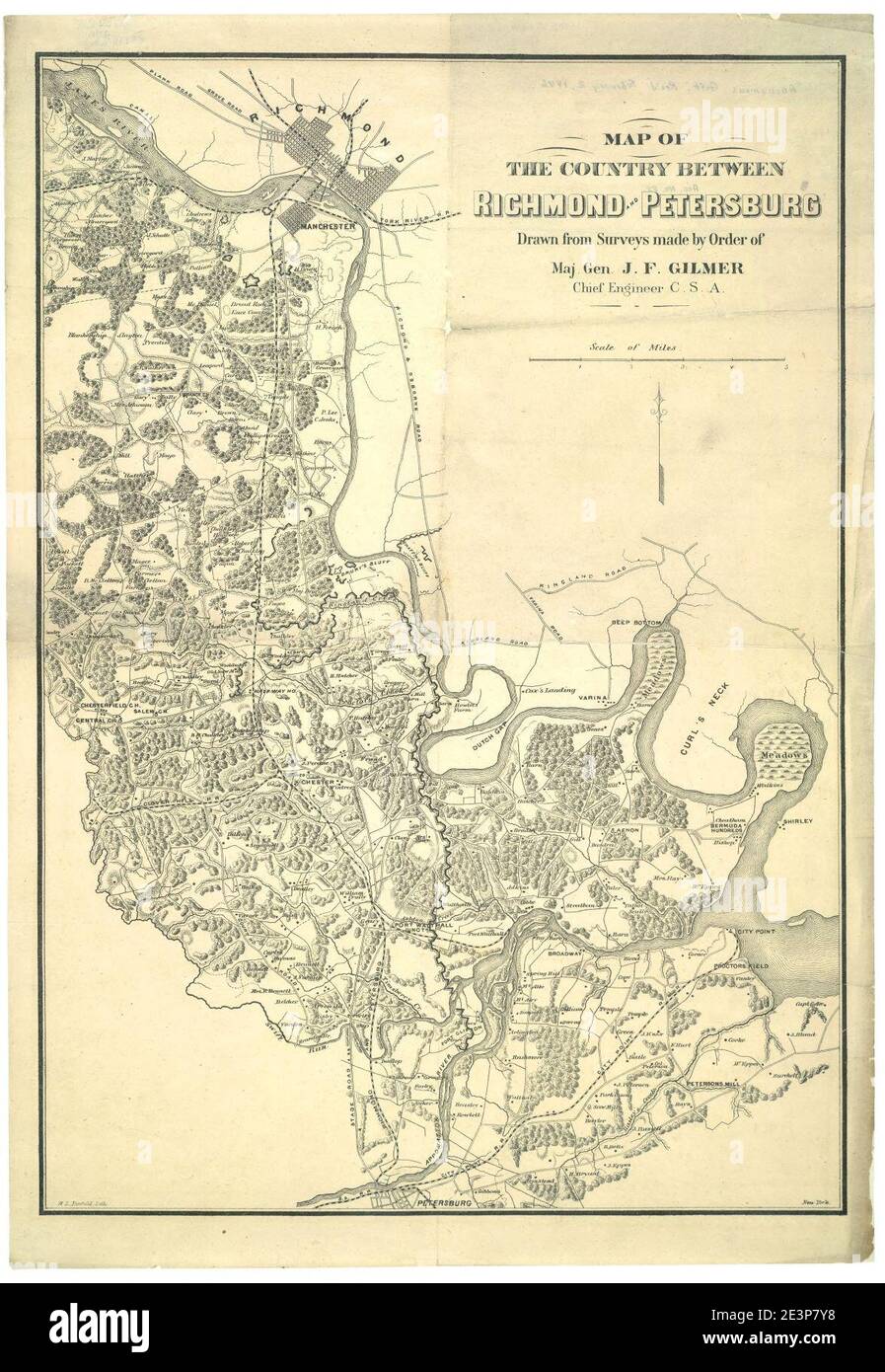 Map of the country between Richmond and Petersburg Stock Photo Alamy